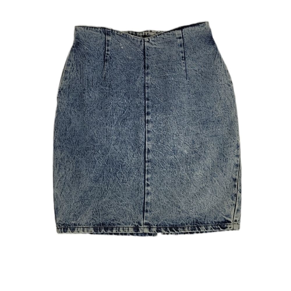 VINTAGE 80s acid washed denim high waist jean mini skirt Calvin‎ Klein S/M